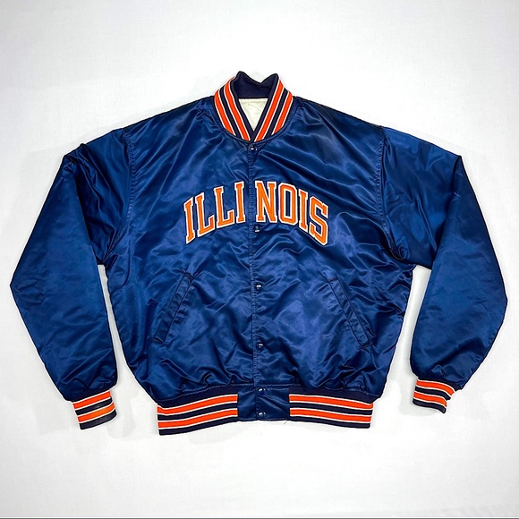 STARTER Other - VTG 80s ILLINOIS Fighting Illini NCAA Satin Starter Jacket Size XL